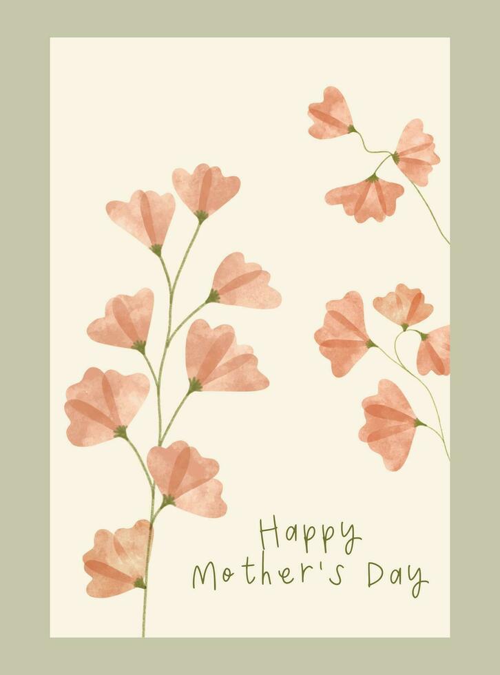 de la mère journée salutation carte avec aquarelle fleurs. arrière-plans avec réaliste dessin fleurs sauvages. vecteur
