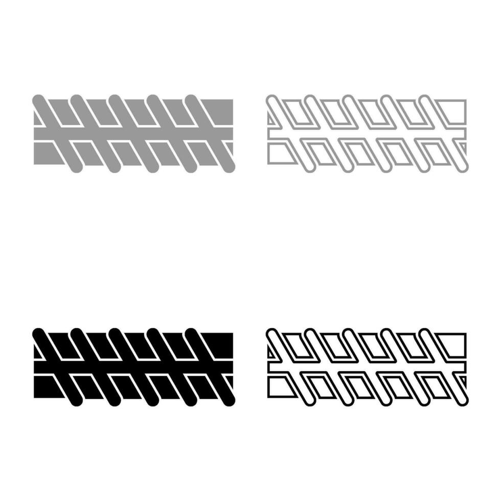 renforcement bar armature nervuré métal barre ensemble icône gris noir Couleur vecteur illustration image solide remplir contour contour ligne mince plat style