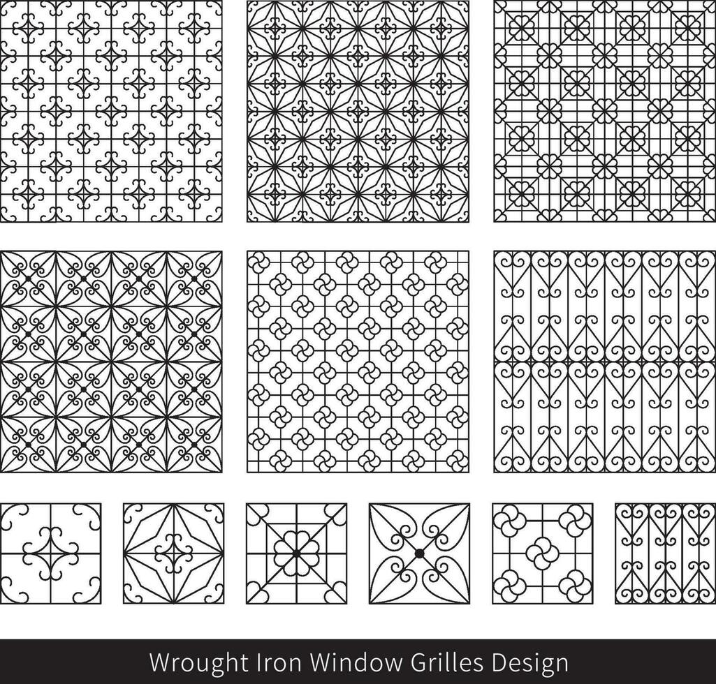 forgé le fer fenêtre grilles conception vecteur