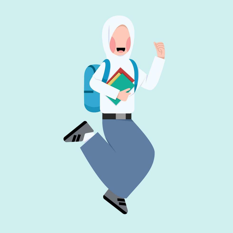 indonésien hijab Sénior haute école étudiant vecteur