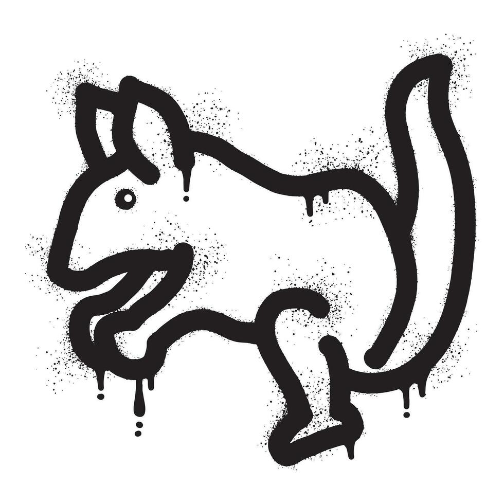écureuil graffiti avec noir vaporisateur peindre vecteur