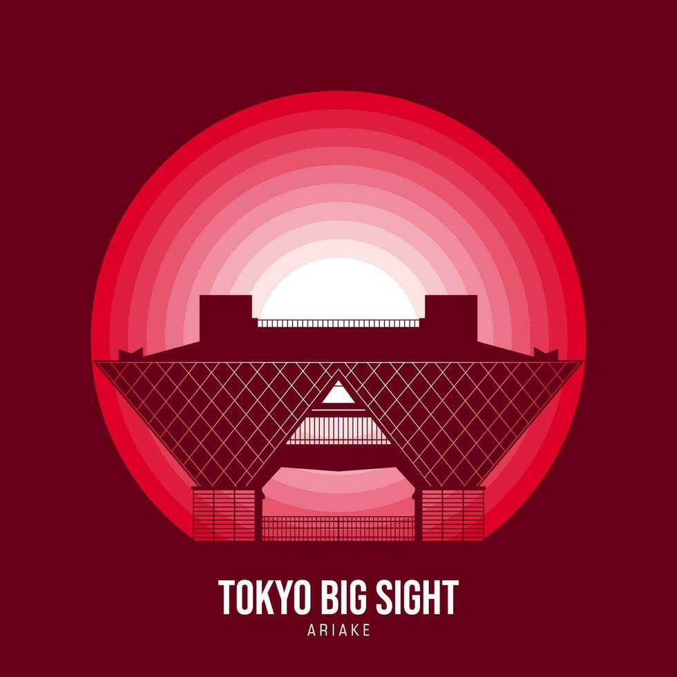 tokyo gros vue de ariaké logotype. monde le plus grand architecture illustration. moderne clair de lune symbole. vecteur eps dix