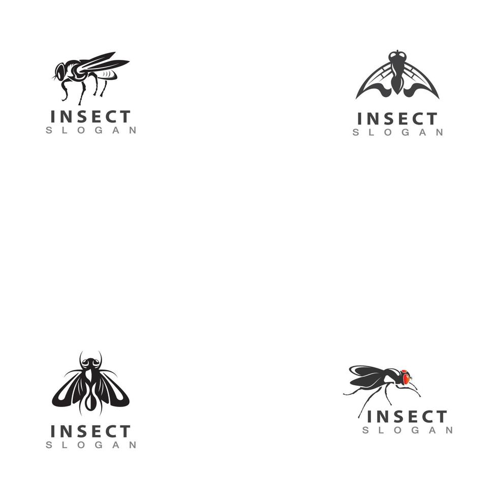 mouches insectes style de conception d'image de logo vectoriel minimaliste simple