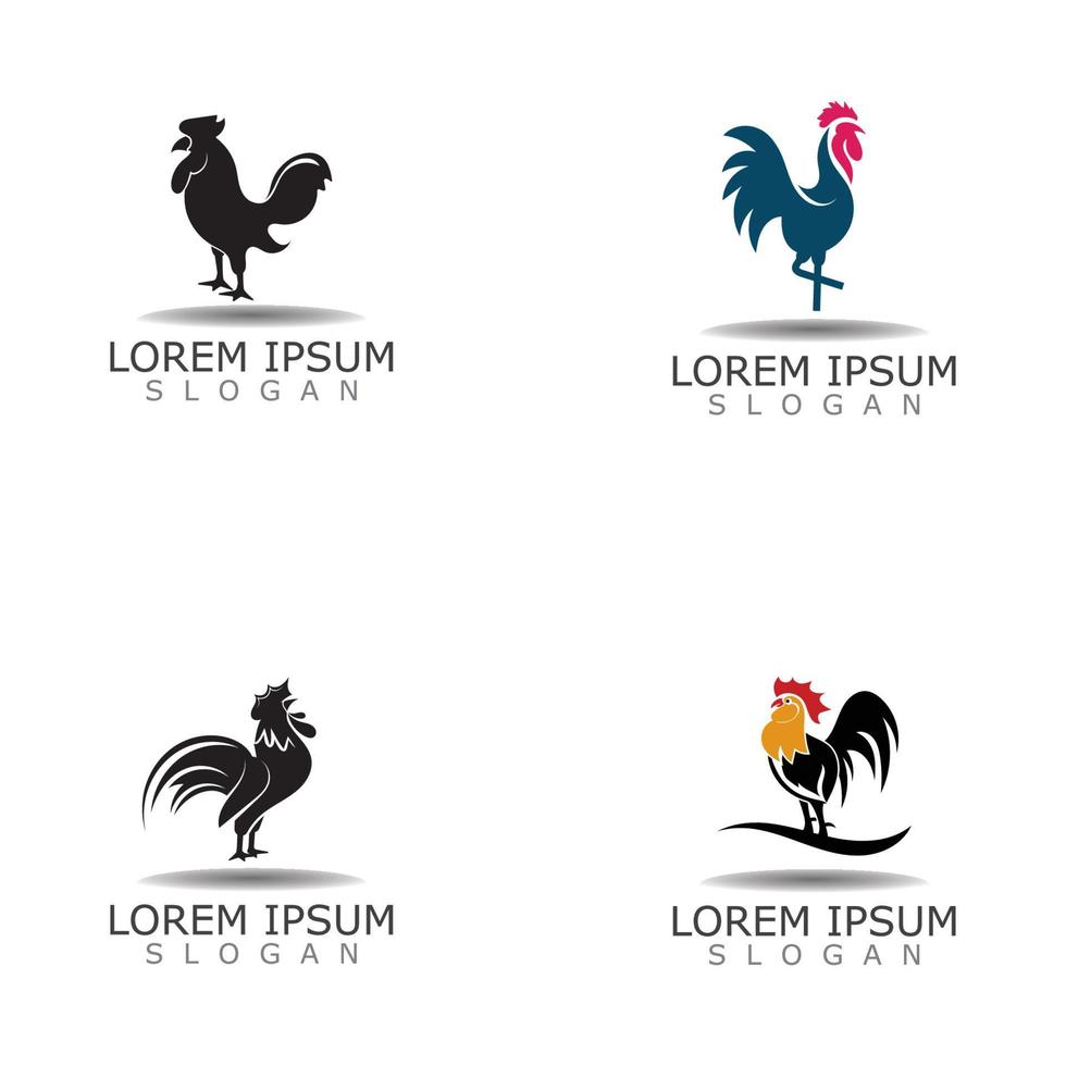 vintage de ferme de logo de poulet, élément de conception de vecteur de coq animal