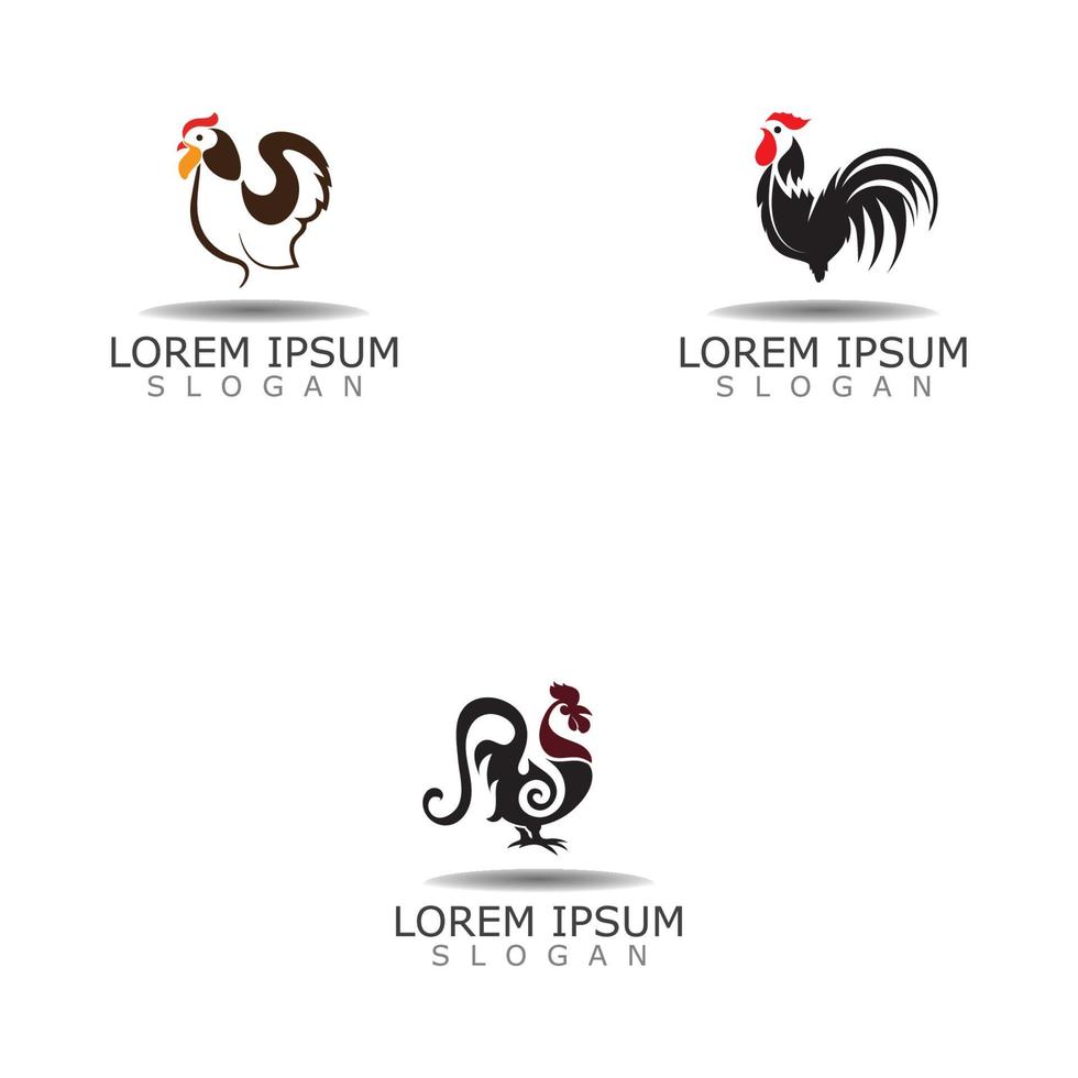 vintage de ferme de logo de poulet, élément de conception de vecteur de coq animal