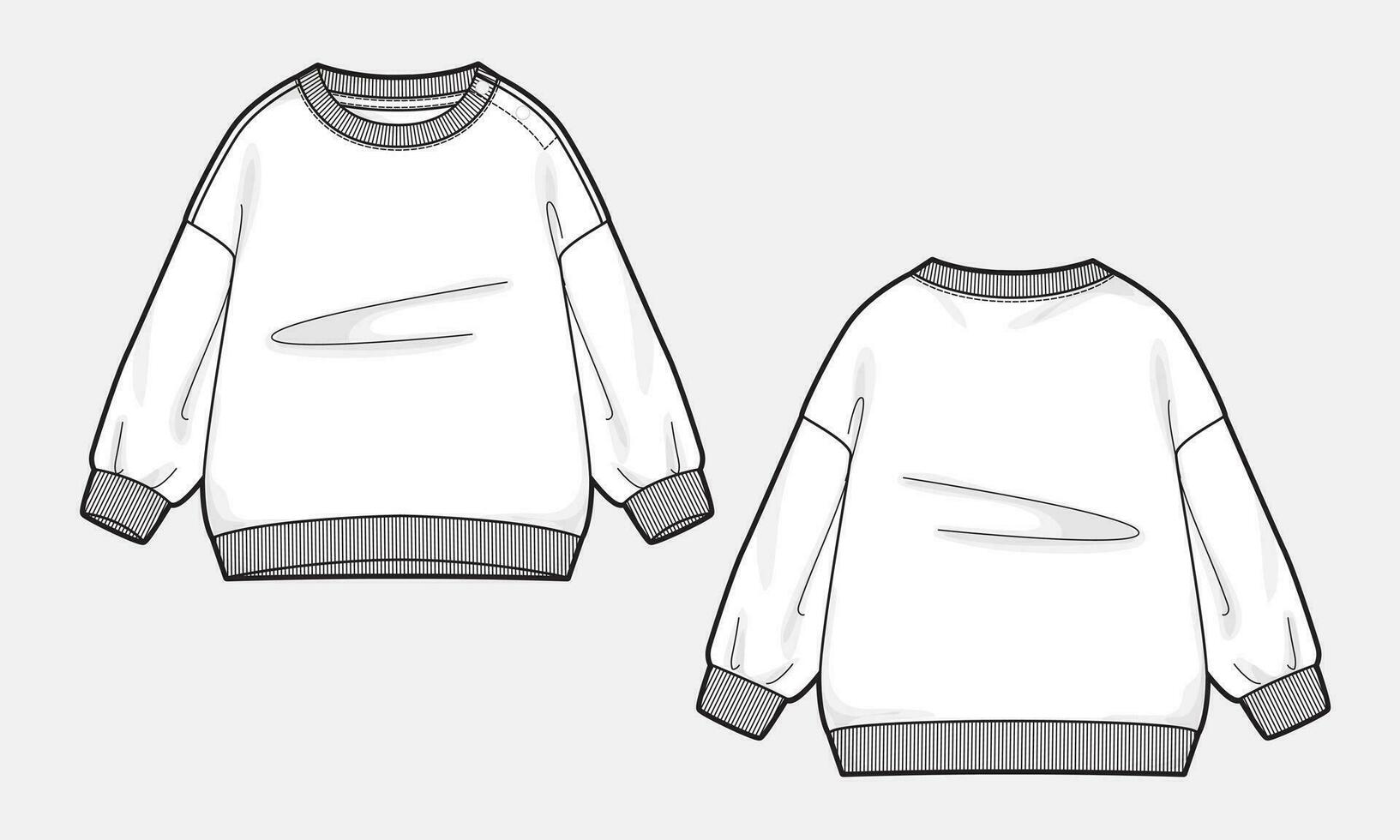 longue manche sweat-shirt technique dessin mode plat esquisser vecteur illustration modèle pour Dames