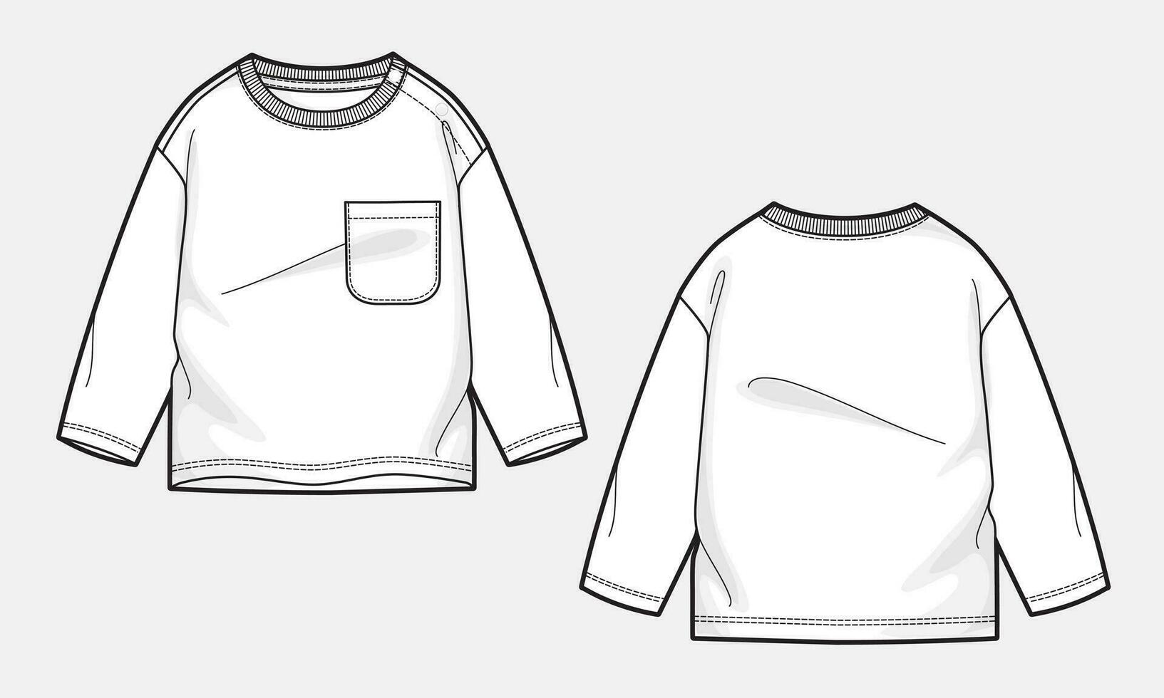 longue manche t chemise technique dessin mode plat esquisser vecteur illustration modèle pour Pour des hommes et garçons