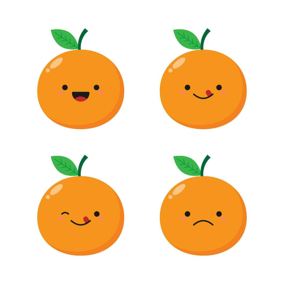 plat illustration de mignonne Orange fruit dessin animé sur isolé Contexte vecteur