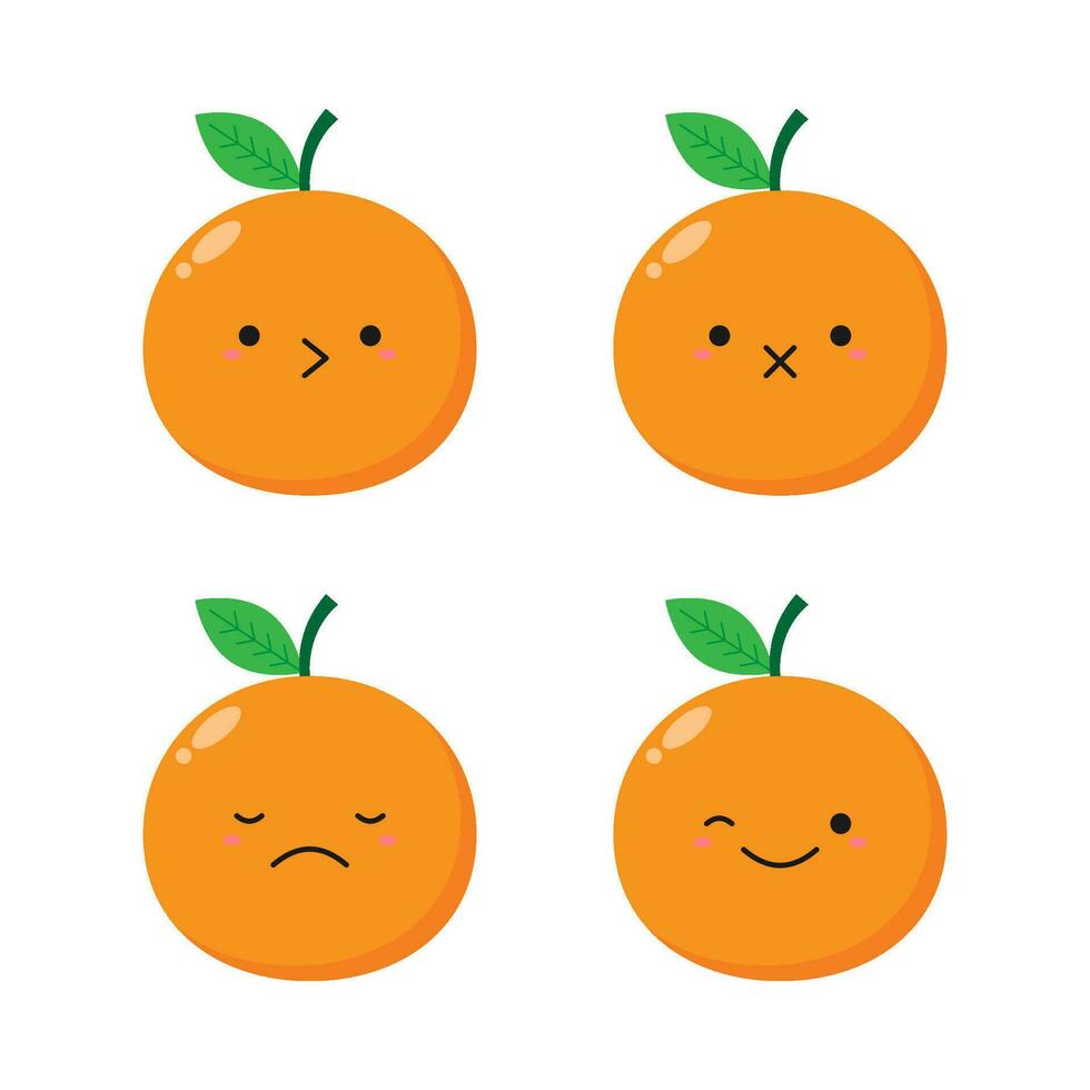 plat illustration de mignonne Orange fruit dessin animé sur isolé Contexte vecteur