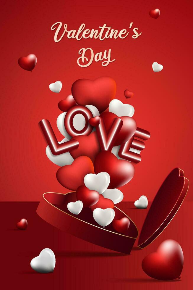 le l'amour forme boîte s'ouvre, libération une l'amour icône dans une la Saint-Valentin journée thème vecteur