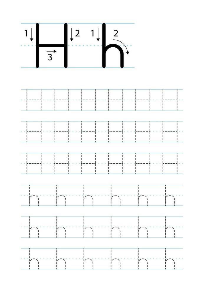 imprimable lettre h alphabet tracé feuille de travail vecteur