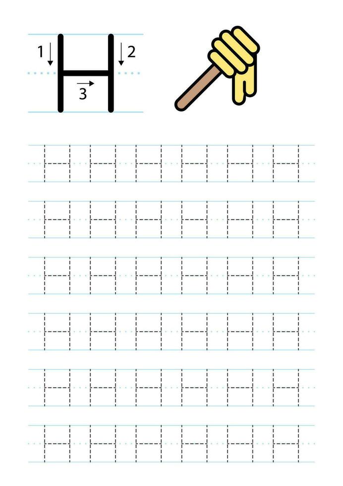 imprimable lettre h alphabet tracé feuille de travail vecteur