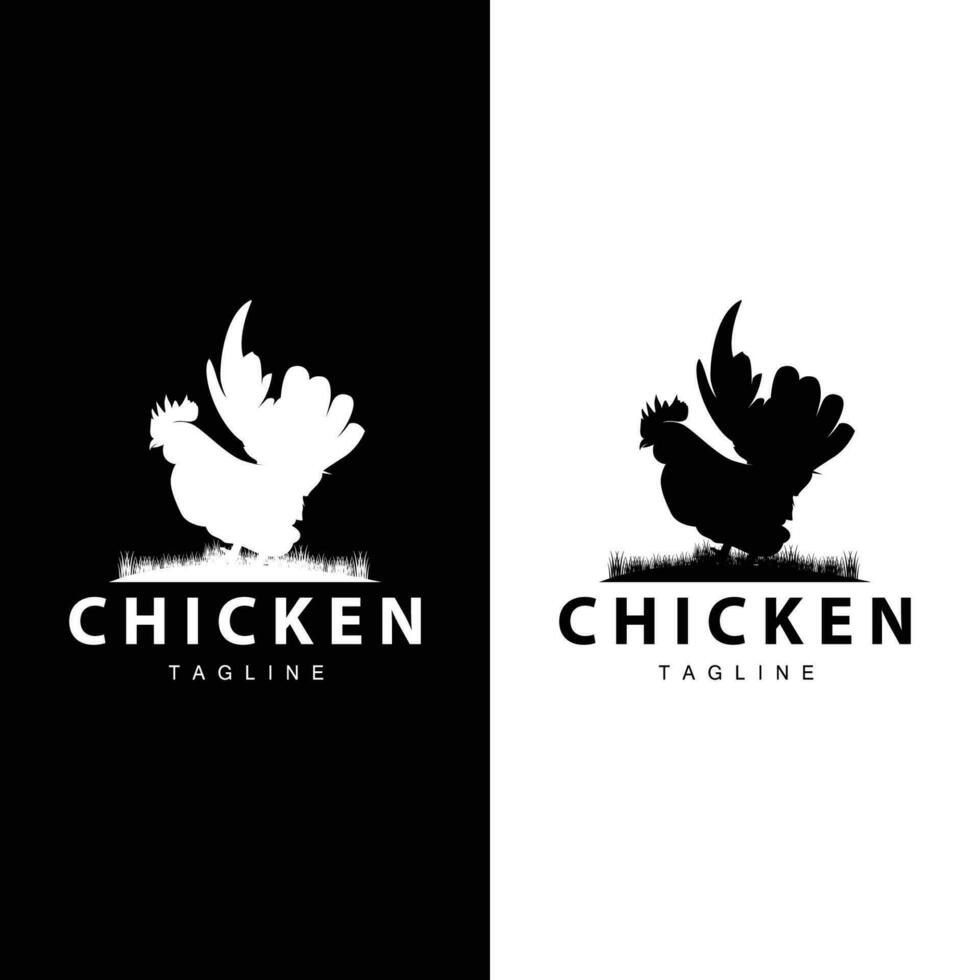 poulet logo ferme animal bétail poulet ferme conception frit poulet restaurant vecteur