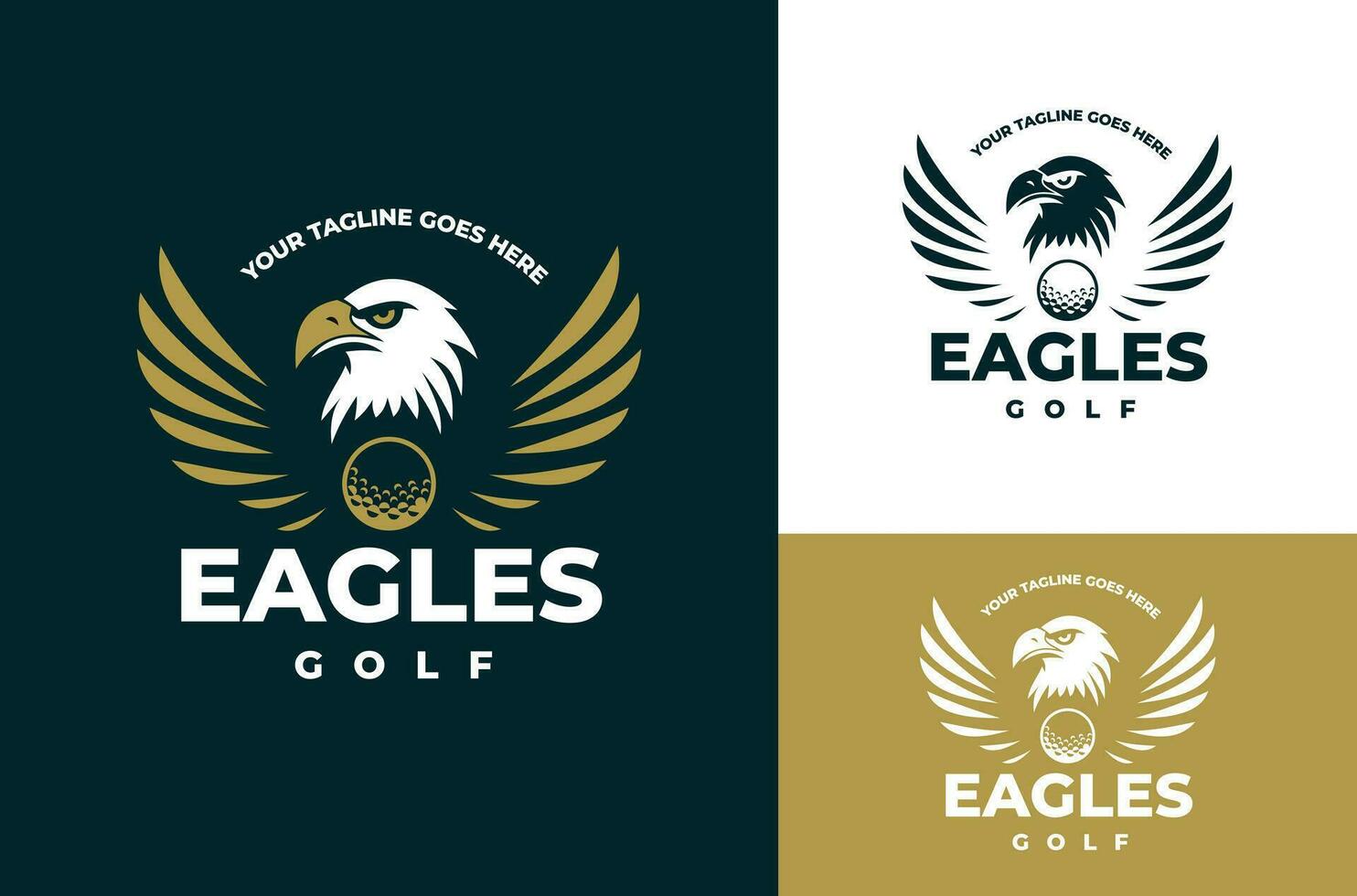 illustration de aigles club le golf conception avec ailes dans Jaune avec le golf des balles sur foncé et lumière Contexte vecteur