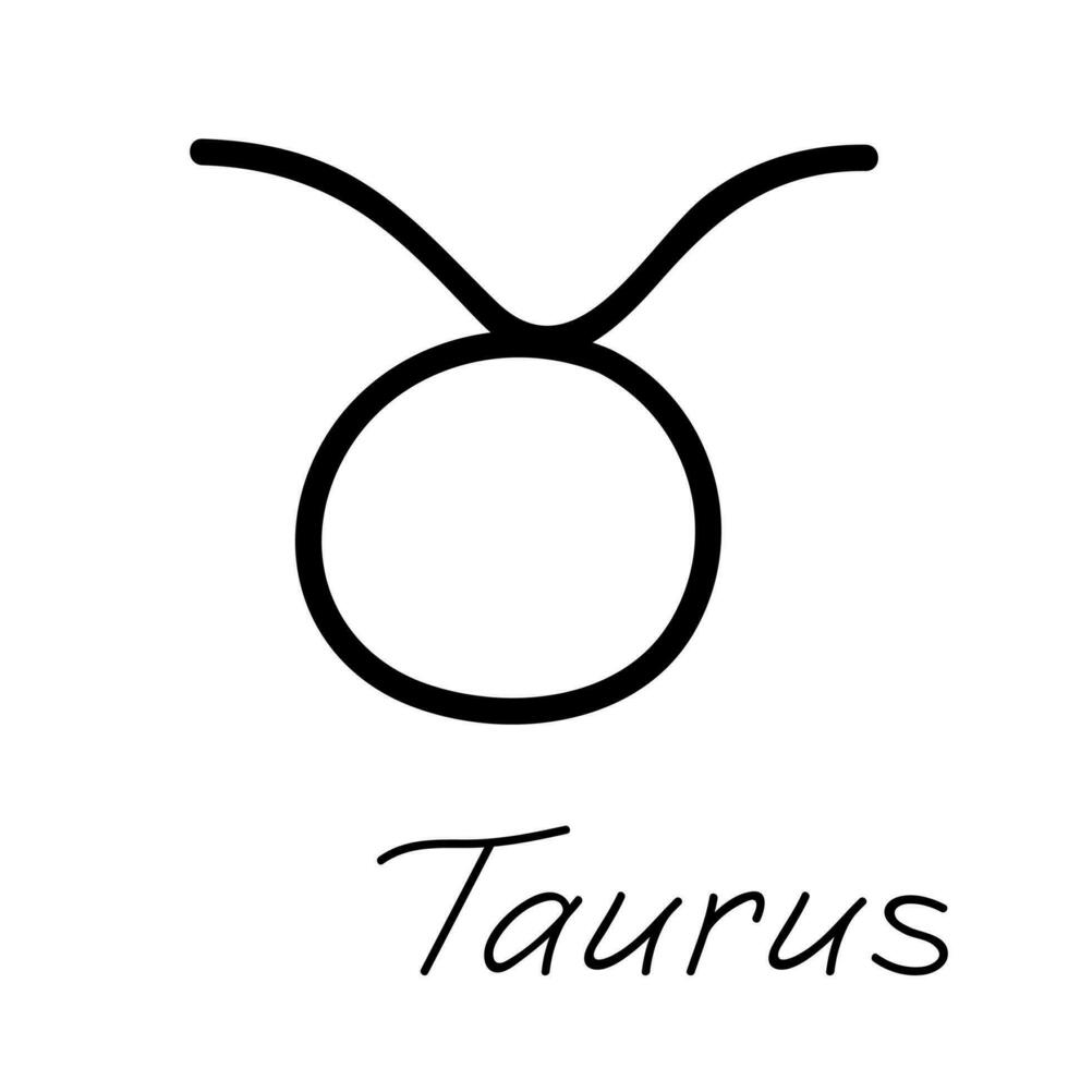 signe du zodiaque taureau dessiné à la main symbole ésotérique doodle élément clipart astrologie pour la conception vecteur