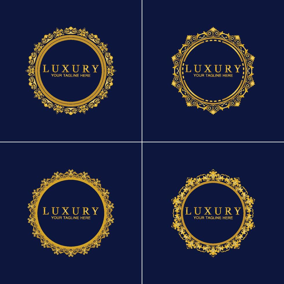 ornement rond de luxe en or, logo de conception florale, modèle décoratif doré, emblème héraldique, graphiques commerciaux, signe de mode vecteur