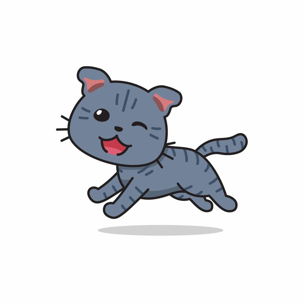 chat tigré mignon de personnage de dessin animé de vecteur en cours d'exécution