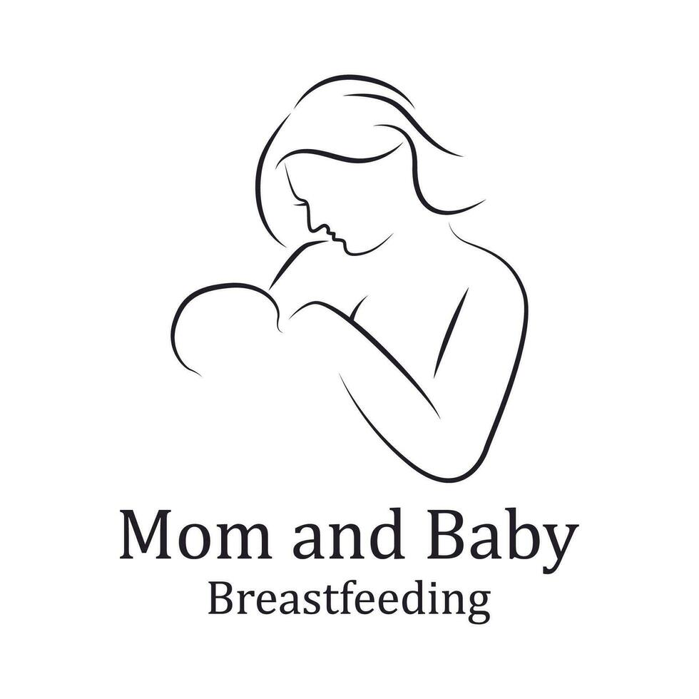 beauté infirmière en lactation maman bébé, maman mère allaitement maternel lactation logo illustration vecteur