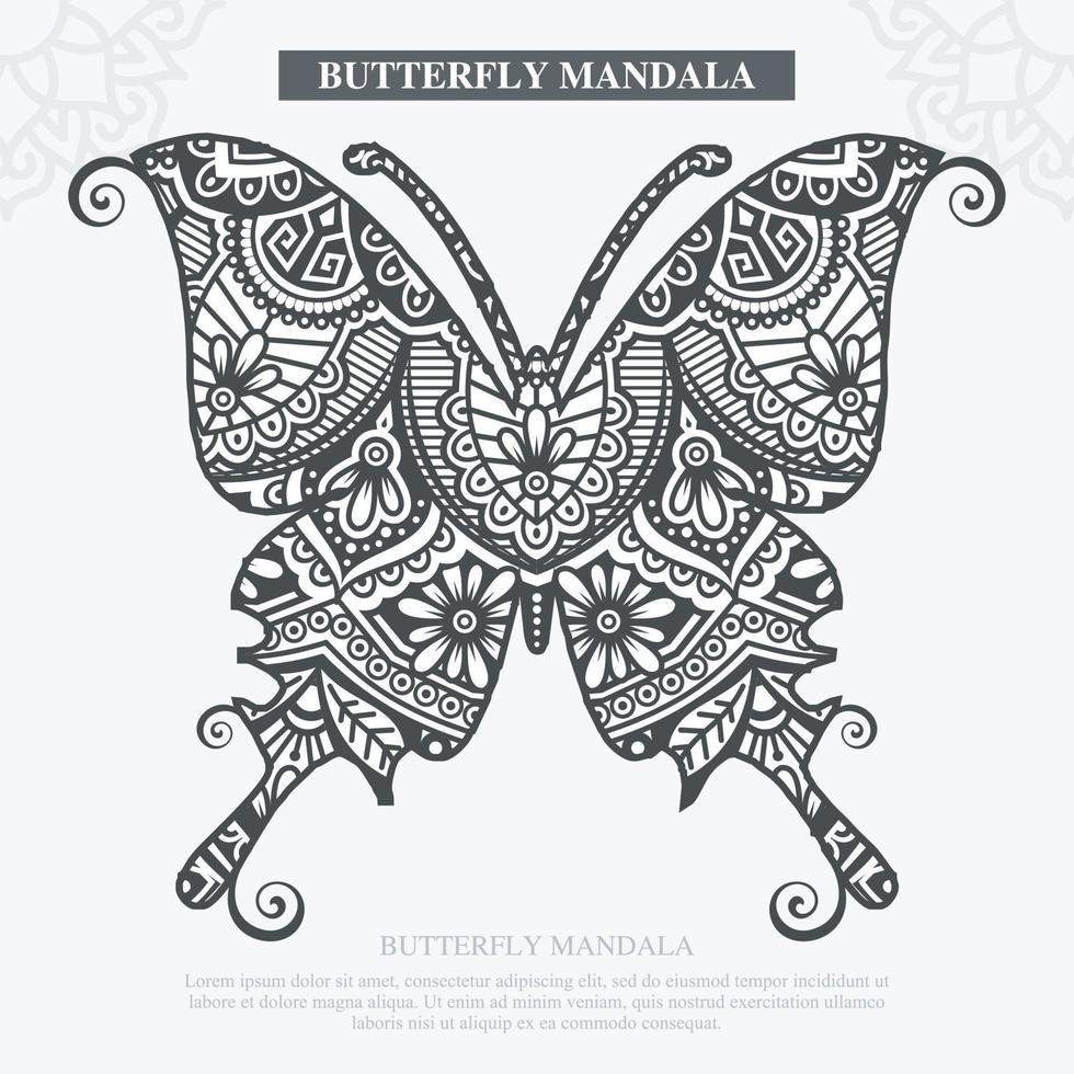 vecteur de mandala papillon. décoratif vintage. illustration vectorielle.