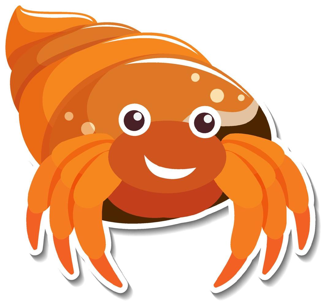 autocollant de dessin animé d'animal de mer de crabe ermite vecteur