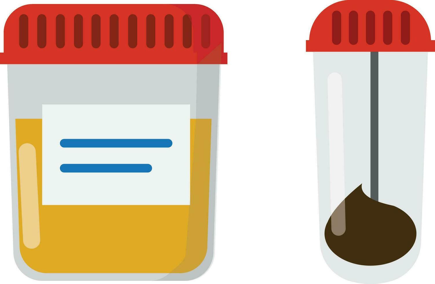 médical échantillons de urine et excréments dans verre tubes sur une blanc Contexte. vecteur illustration