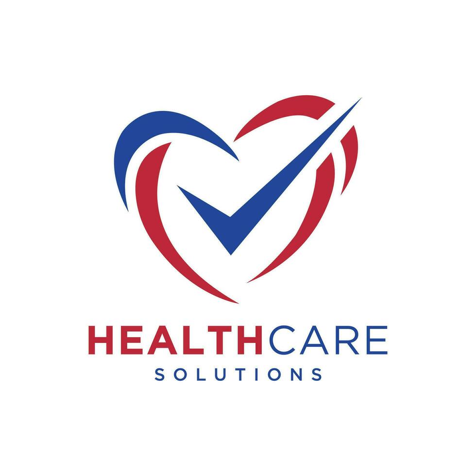 santé se soucier médical logo conception avec cœur signe et droite marque signe concept moderne et minimal vecteur