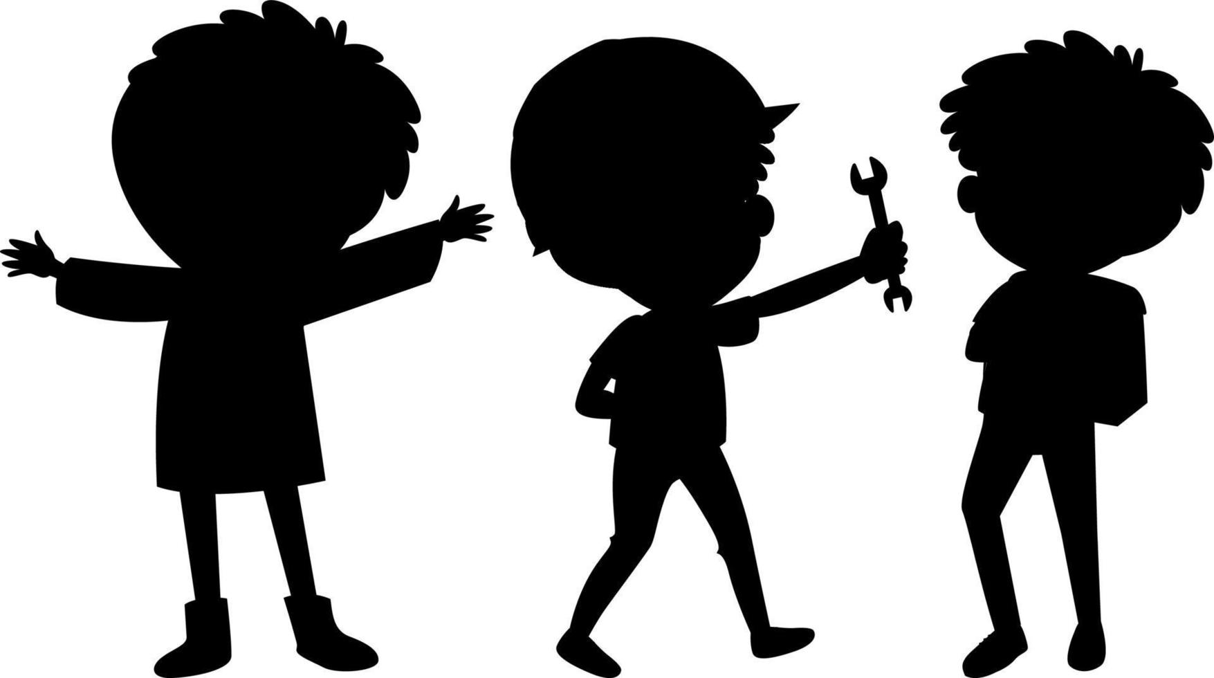 ensemble de personnage de dessin animé silhouette enfants vecteur