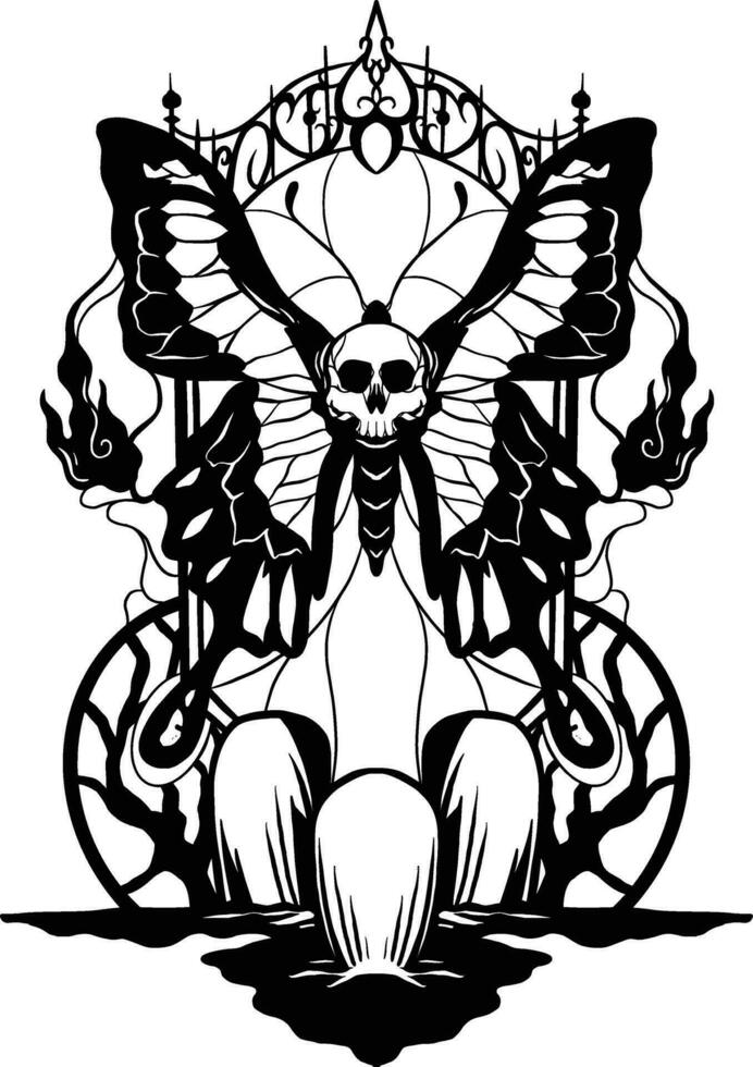 cimetière papillon noir art illustration vecteur