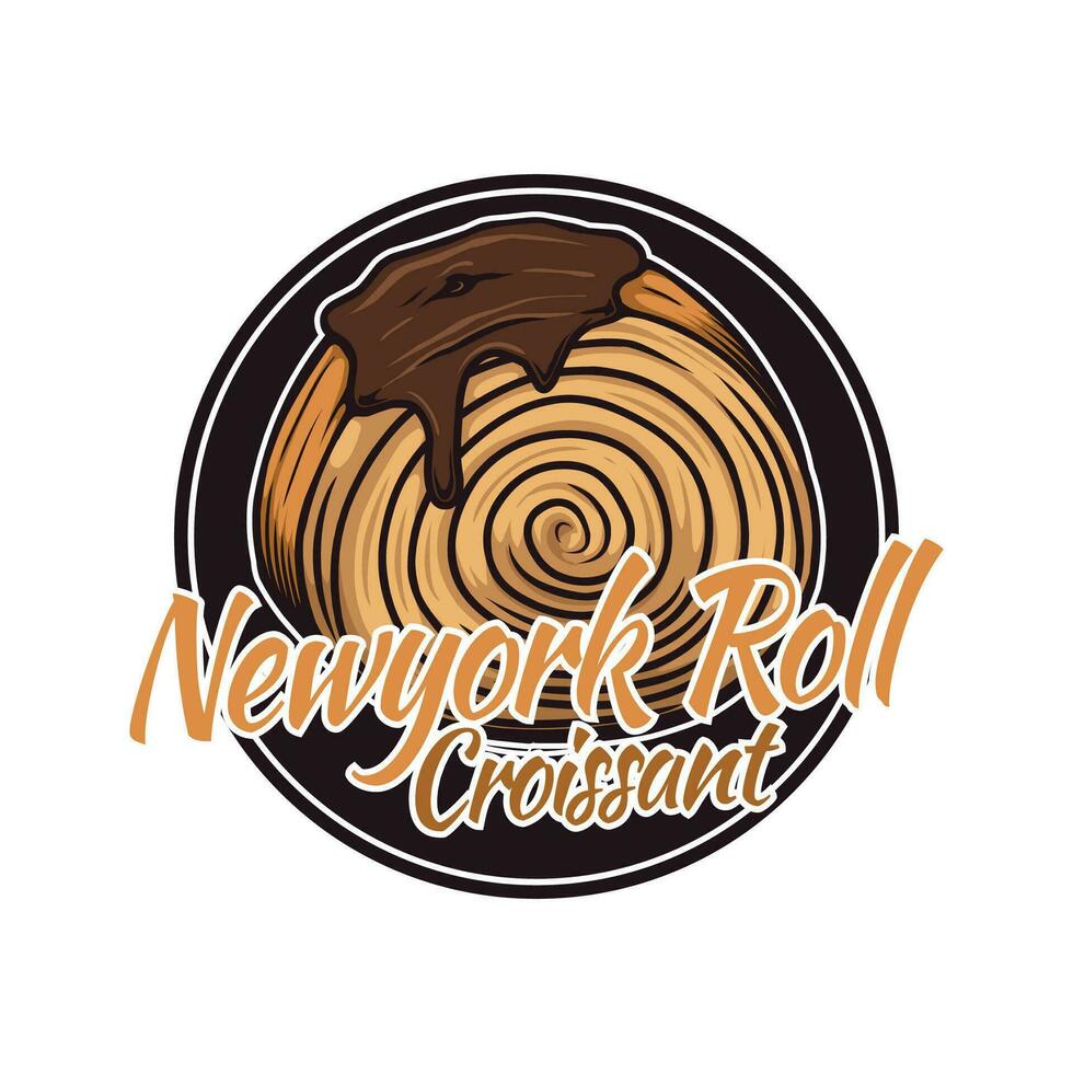 Nouveau york rouleau croissant ou cromboloni logo modèle vecteur
