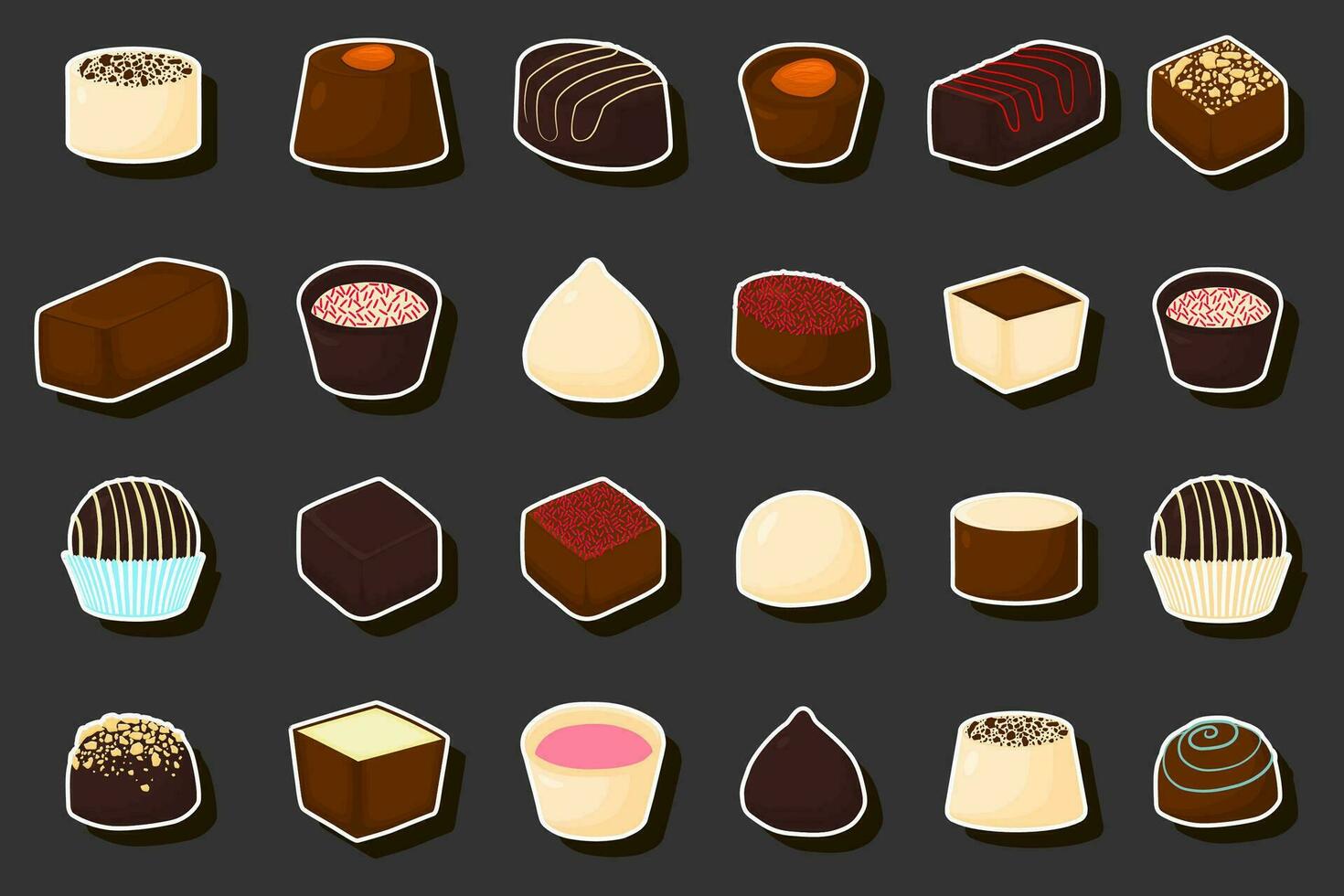 illustration sur le thème beau grand ensemble bonbon bonbon au chocolat sucré vecteur