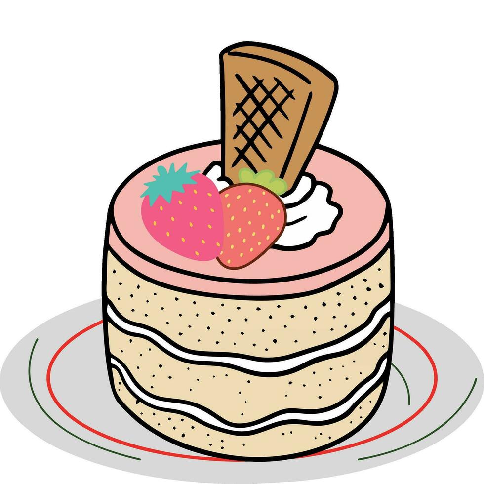 illustration de gâteau sur une assiette vecteur