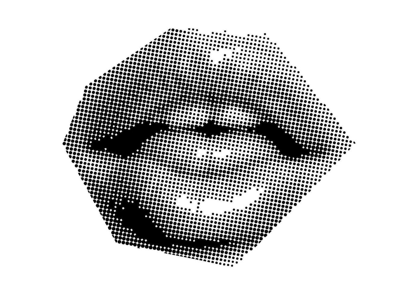 bouche et lèvres, sourire, langue, points punk y2k noir et blanc collage éléments vecteur