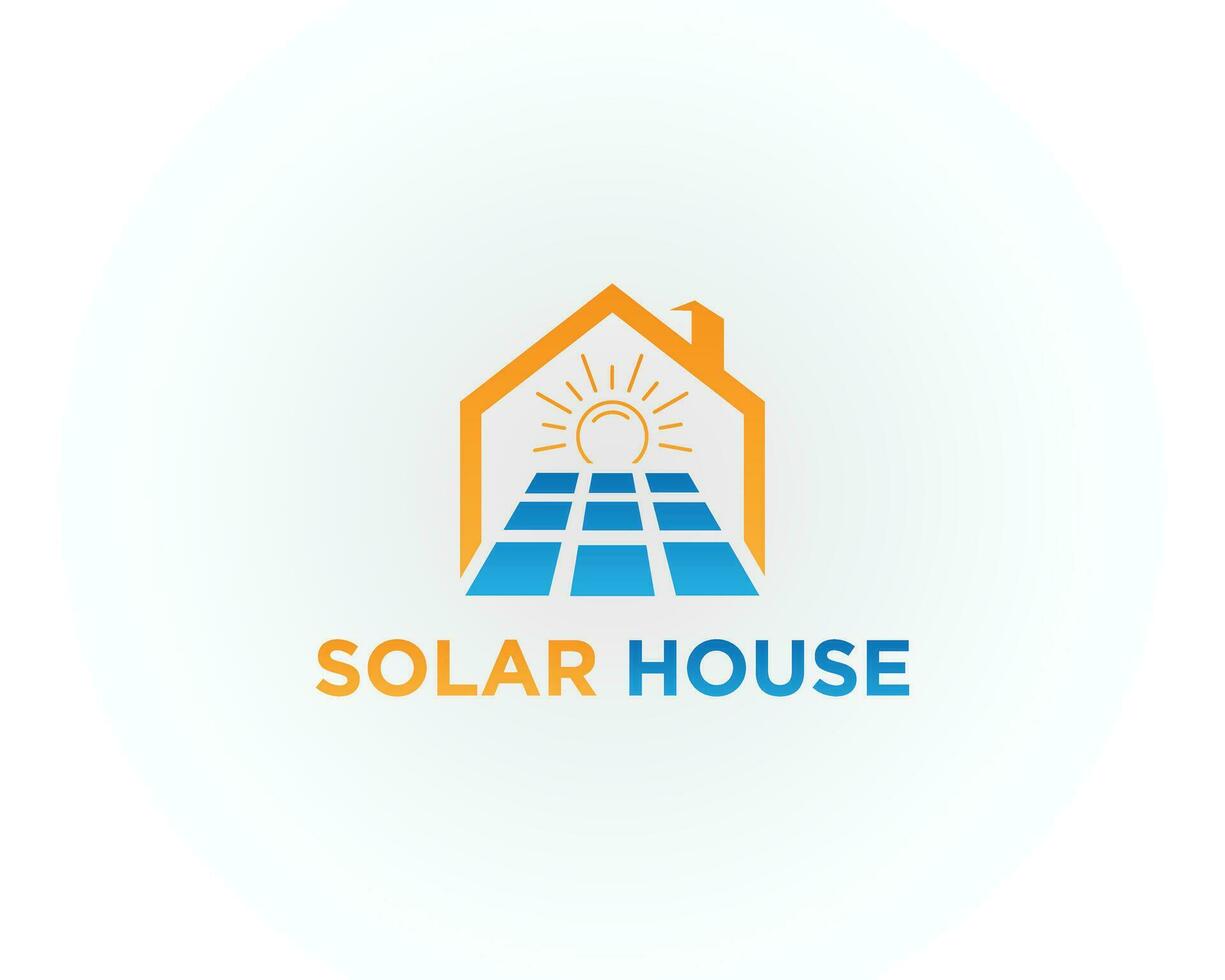 Soleil solaire maison énergie logo conception vecteur modèle.