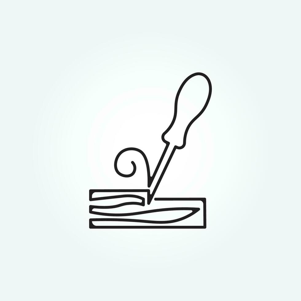 ciseau outil pour Charpentier ligne art logo vecteur illustration ancien conception