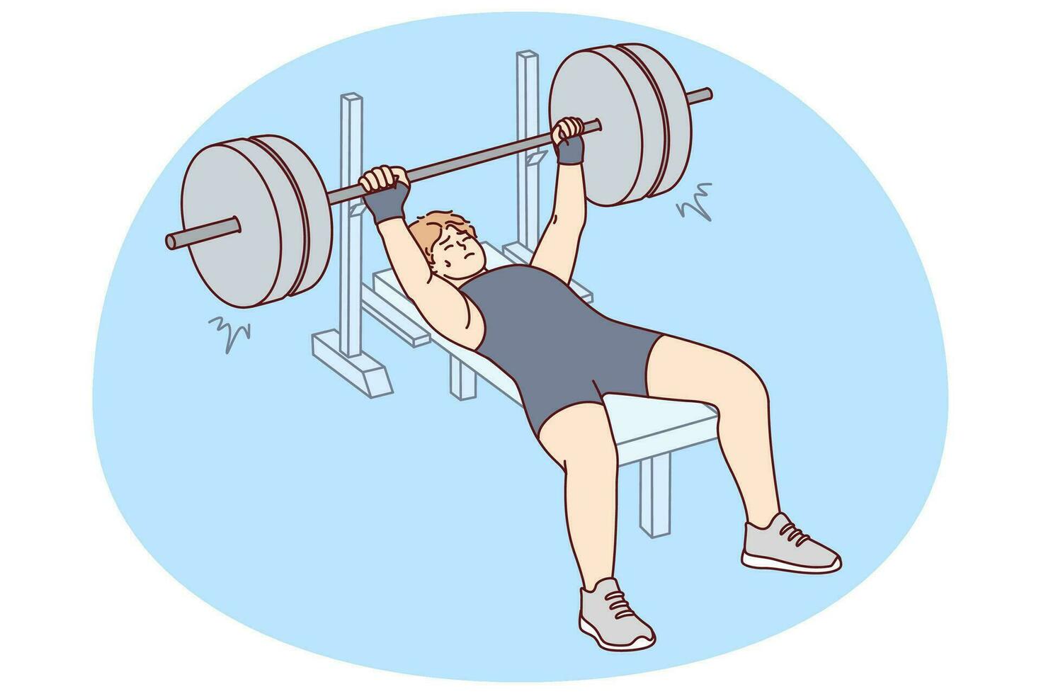 athlète masculin en tenue de sport soulever des haltères dans la salle de gym. formation de powerlifter homme se préparant à la compétition. sport et entraînement. illustration vectorielle. vecteur