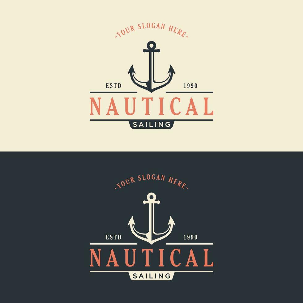 ancien rétro ancre logo design.logo pour entreprise, étiqueter, badge, nautique, expédition. vecteur