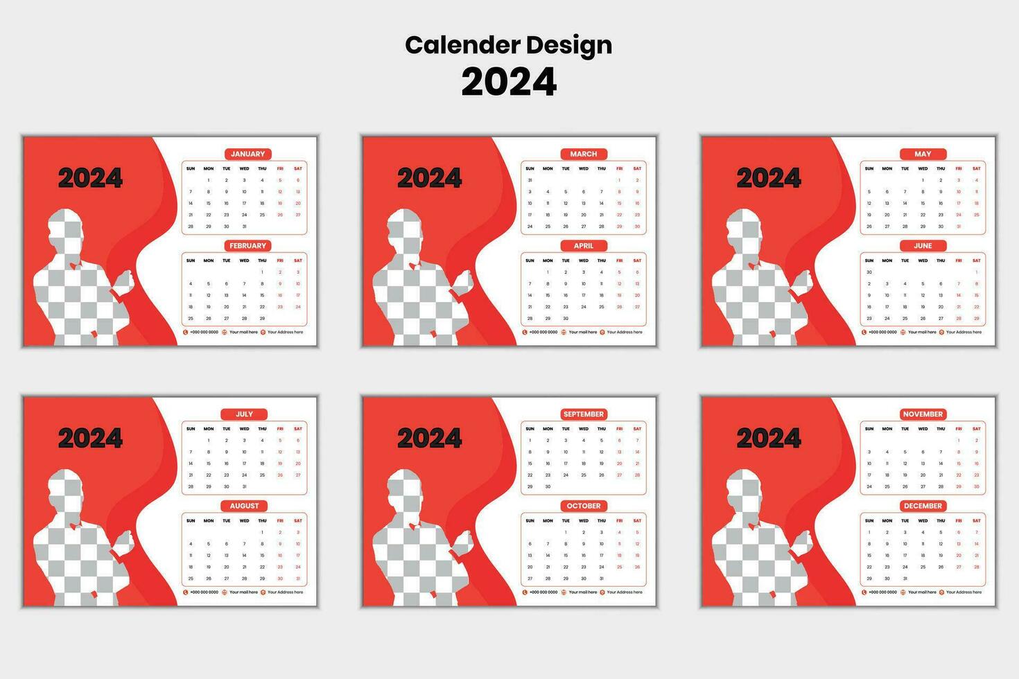 content Nouveau année calendrier conception 2024 vecteur