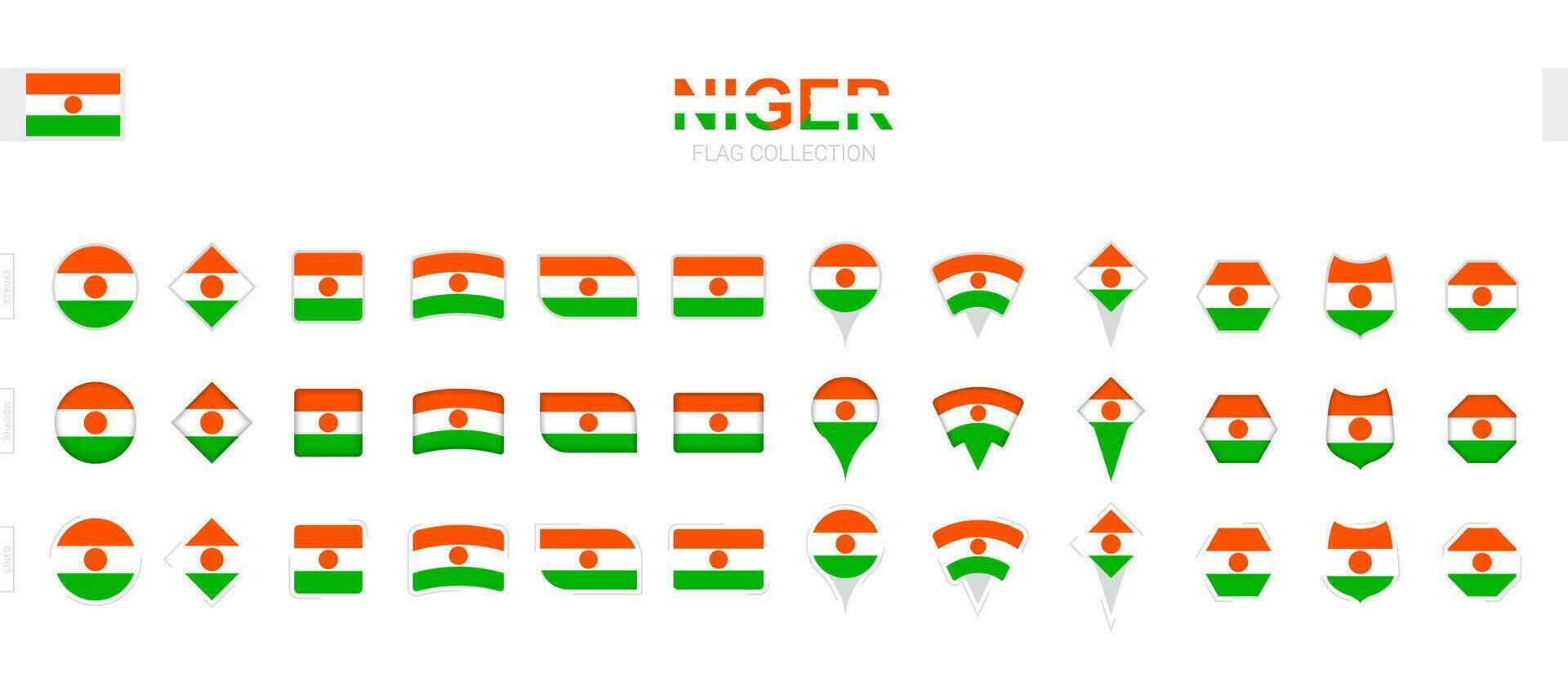 grand collection de Niger drapeaux de divers formes et effets. vecteur