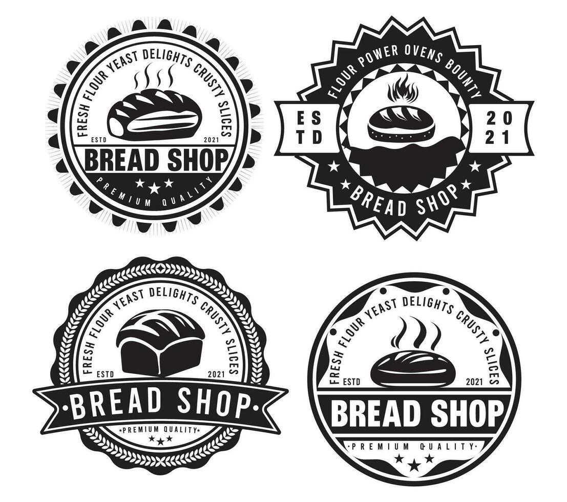 boulangerie magasin emblème ensemble. sucré boulangerie badge étiquette et ancien logo, vecteur