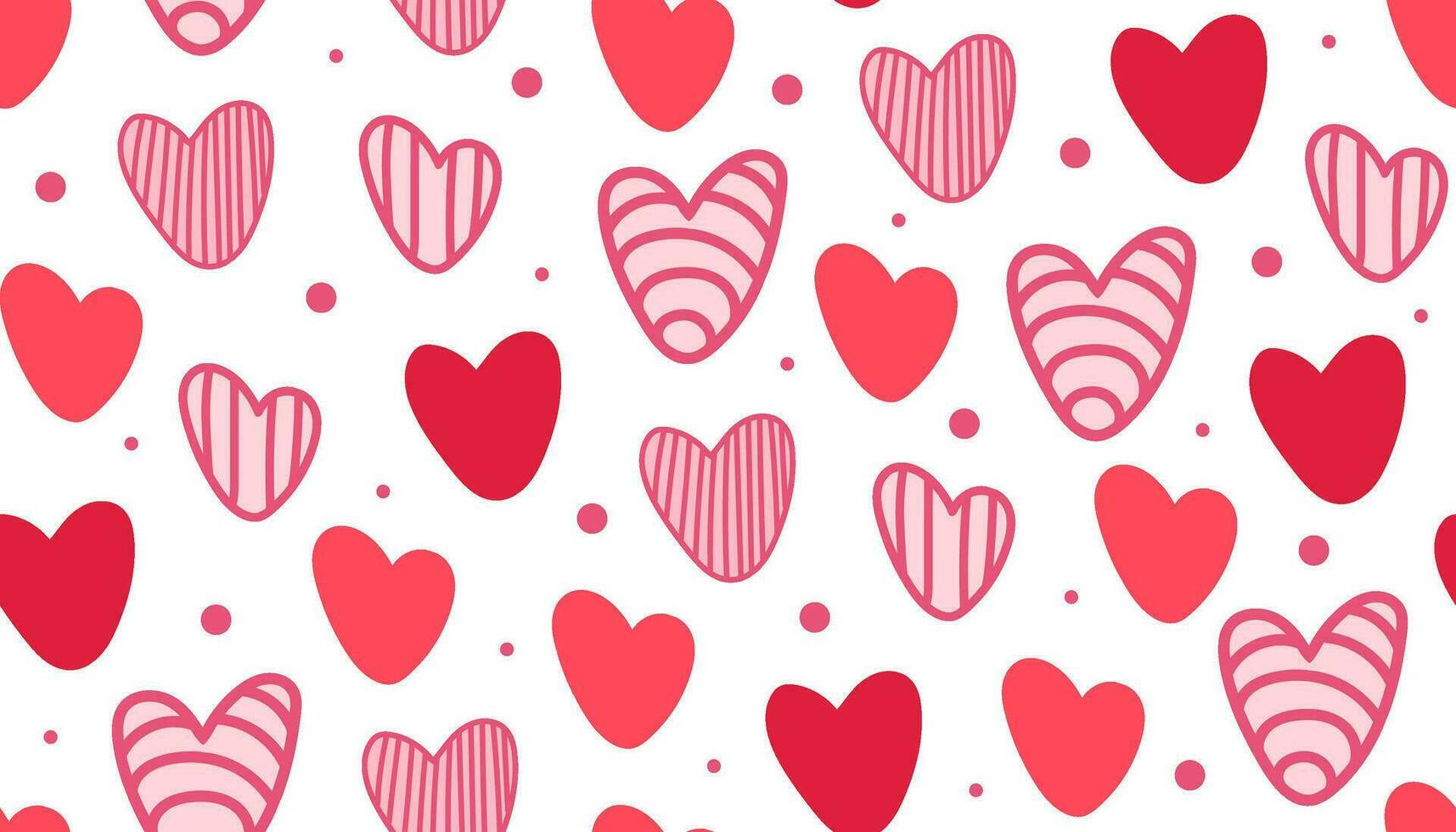 main dessiner la Saint-Valentin journée sans couture modèle de cœurs dans griffonnage style. rose et rouge couleurs.vecteur. vecteur