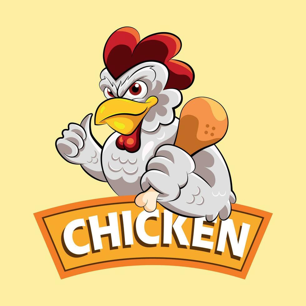 poulet dans bande dessinée illustration pour logo, grille-pain poulet vente vecteur