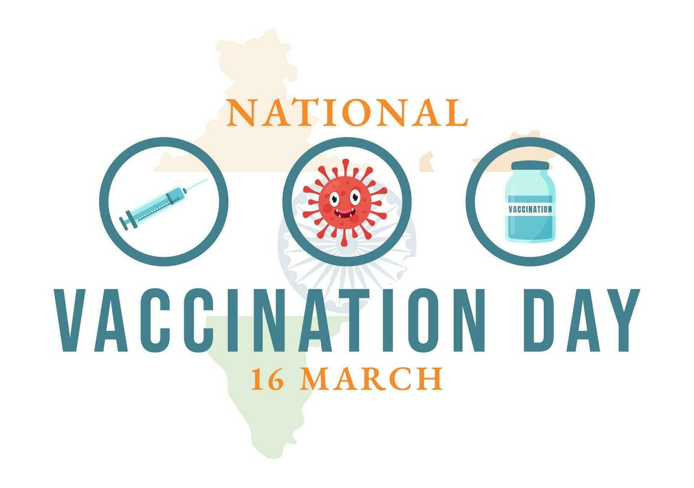 nationale vaccination journée vecteur illustration sur Mars 16 avec vaccin seringue pour fort immunité de les bactéries et santé se soucier dans plat Contexte