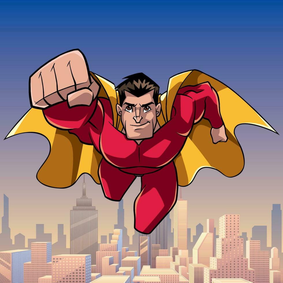 super-héros à venir à vous dans ville vecteur