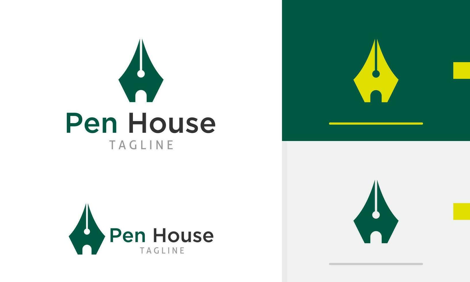 logo conception icône abstrait géométrique classique élégant stylo avec maison Accueil porte silhouette pour écrivain vecteur