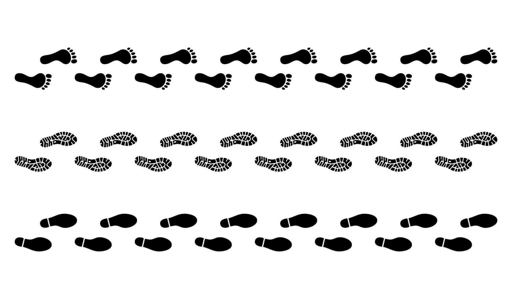 suivi empreintes des chaussures Humain en marchant et chaussure Unique pieds trace de pas personnes. trace de pas icône ou signe pour impression isolé sur blanc Contexte. vecteur illustration