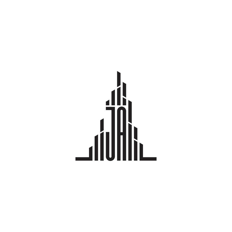 ja gratte-ciel ligne logo initiale concept avec haute qualité logo conception vecteur