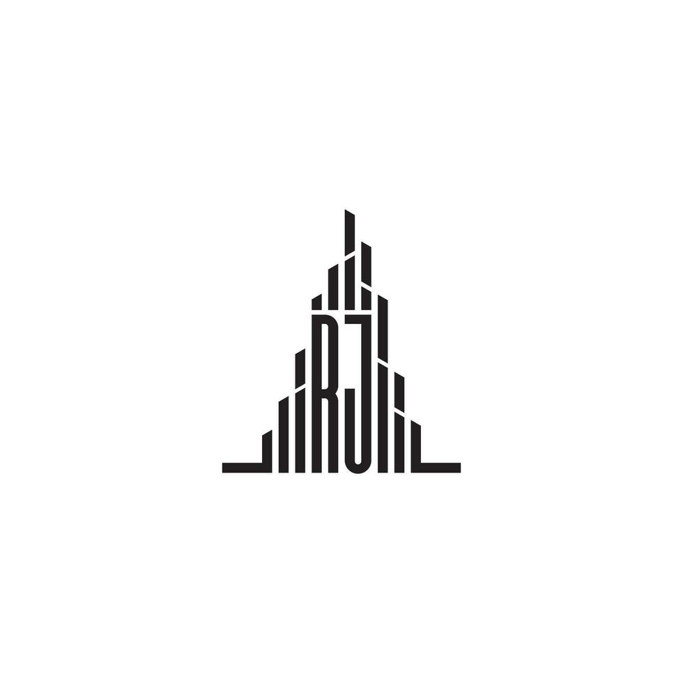 rj gratte-ciel ligne logo initiale concept avec haute qualité logo conception vecteur