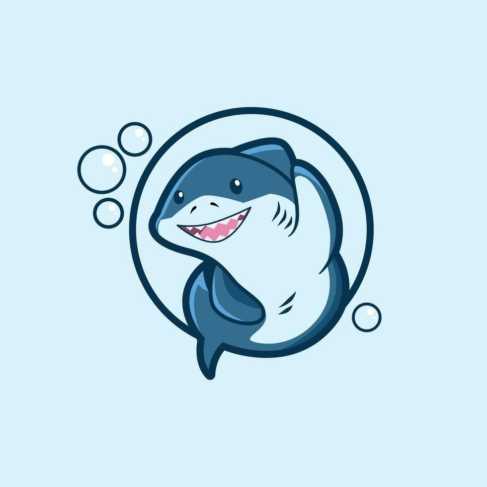 mignonne requin mascotte logo vecteur