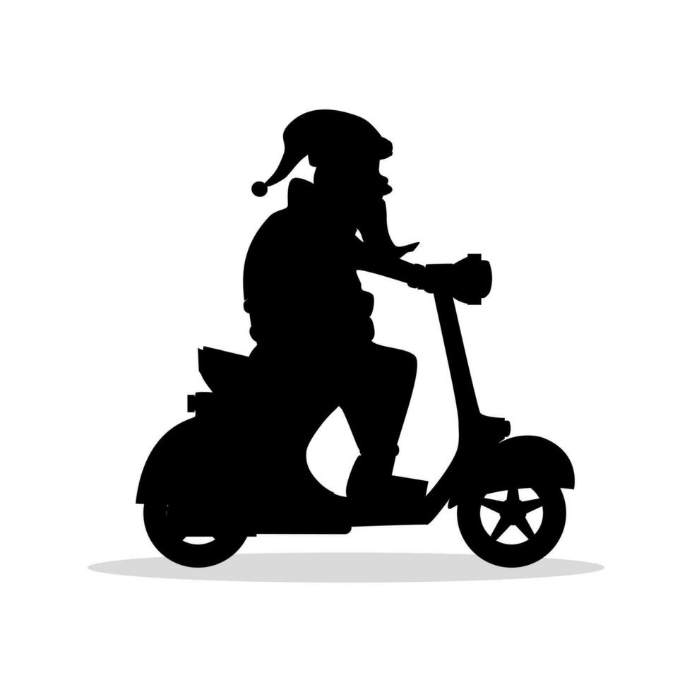 silhouette de Père Noël claus équitation une scooter Noël vacances conception. vecteur illustration