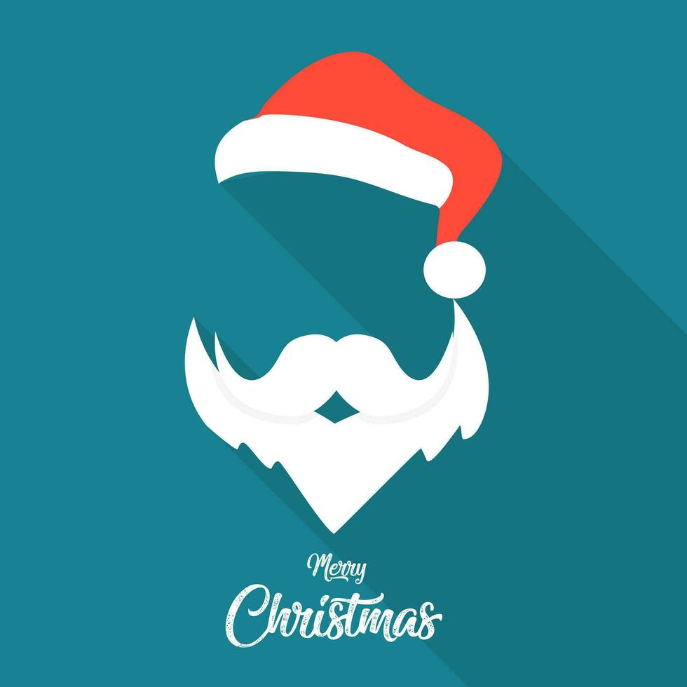 Père Noël claus chapeau et barbe avec joyeux Noël salutations. vecteur